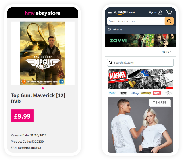 HMV eBay store Zavvi Amazon store